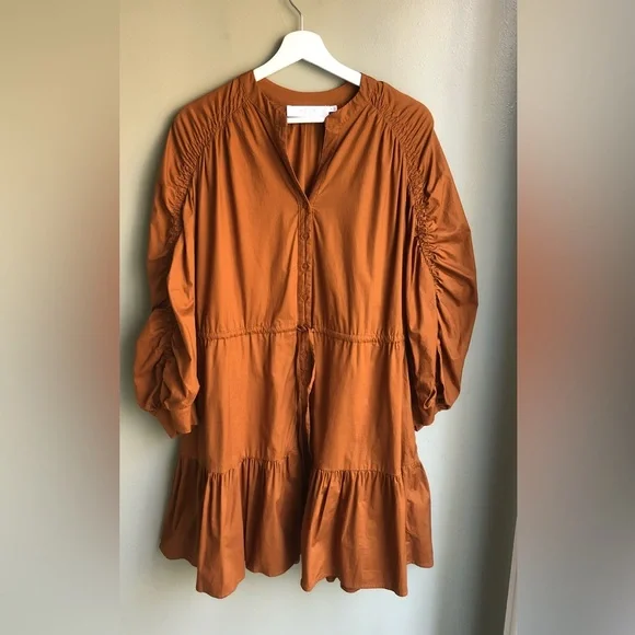 Astr | Dresses | Astr The Lable Cotton Ruched Shirt Dress Brown Size M |  Poshmark